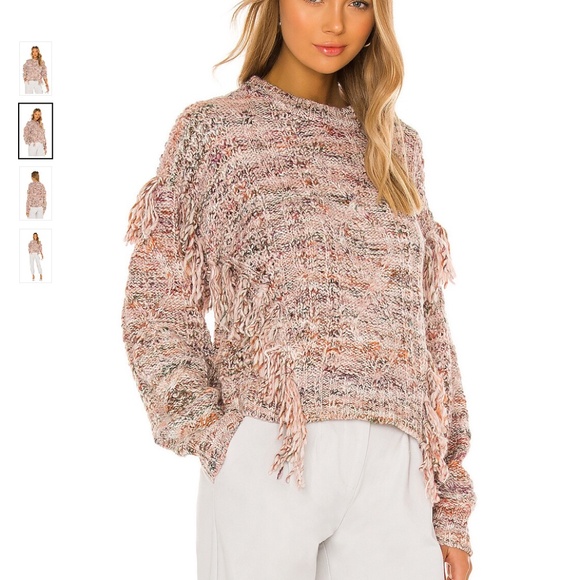 JOIE Meghan Cable Knit Fringe Sweater - Rose - Size Small - Picture 3 of 11